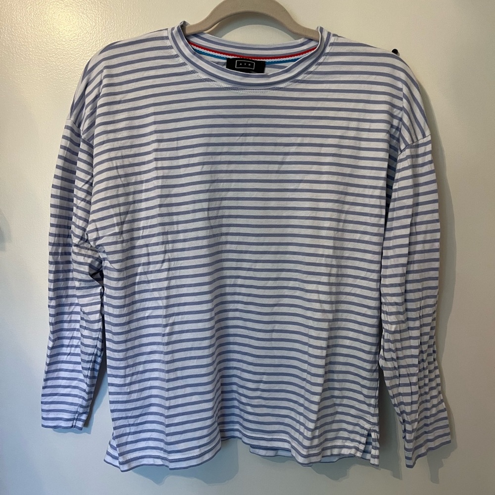 AYR French Fry Tee, Light Blue Stripe, Size S